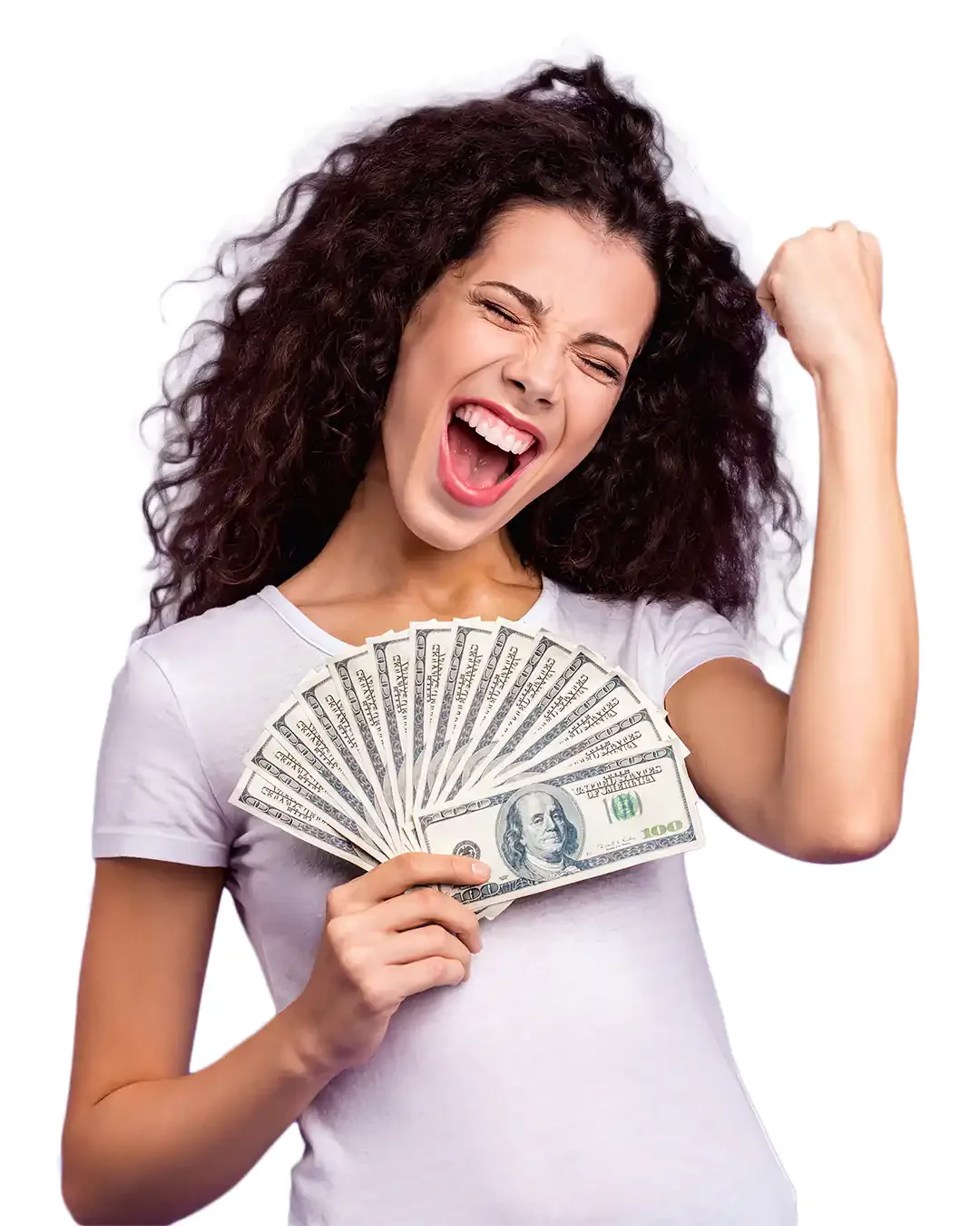 Woman Holding Cash
